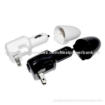 Portable 5V/1A Output USB Car Chargers with US Plug, 12-24V DC Input Range